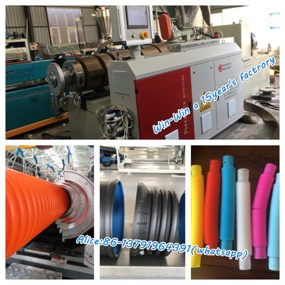 Plastik PPR HDPE PVC Oluklu Boru Boru için Tek Çift Vidalı Ekstrüzyon Hattı